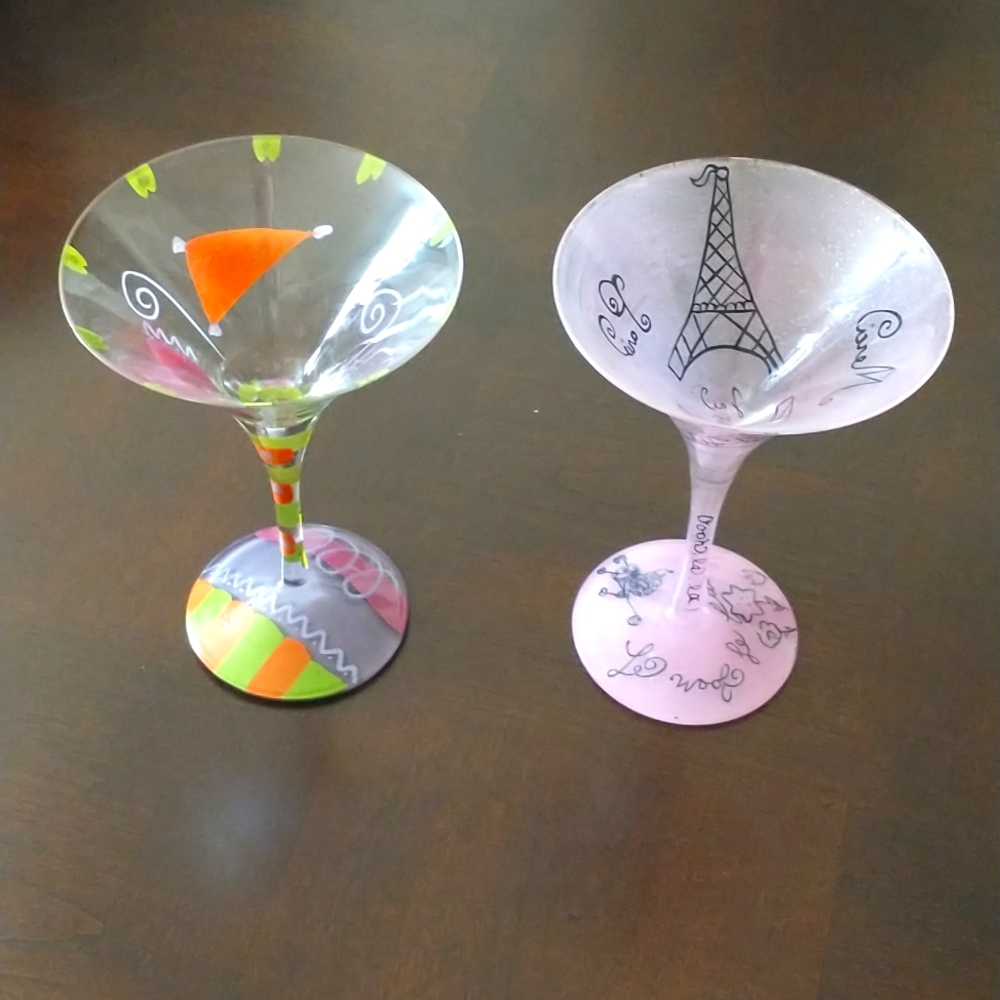 Two Lolita martini glasses - Cosmopolitan and Parisian Martini glasses